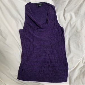 Etcetera purple knit sleeveless cowl neck top